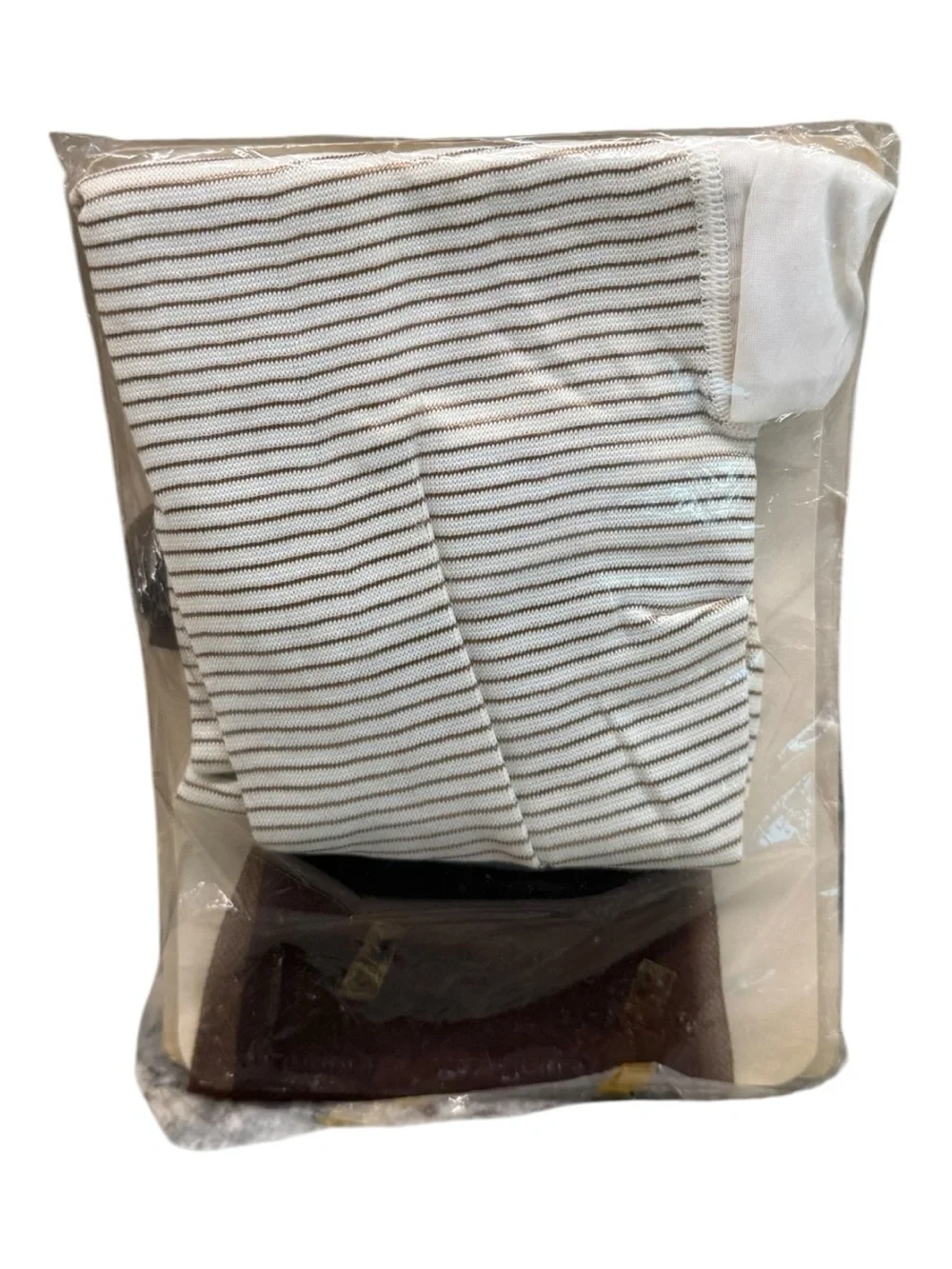 Vintage De Luxe Fashion Striped Two-way Stretch Girdle Pantyhose One Size Brown